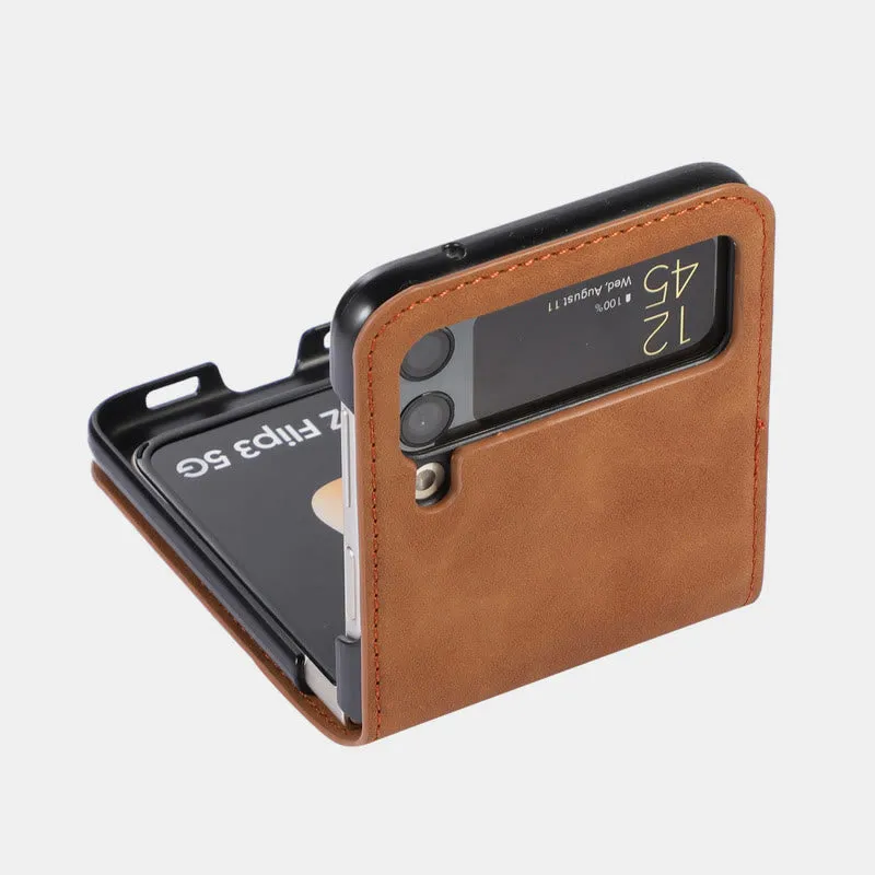 Samsung Z Flip 3 Folding Skin Cover Leather Phone Case PC Cover