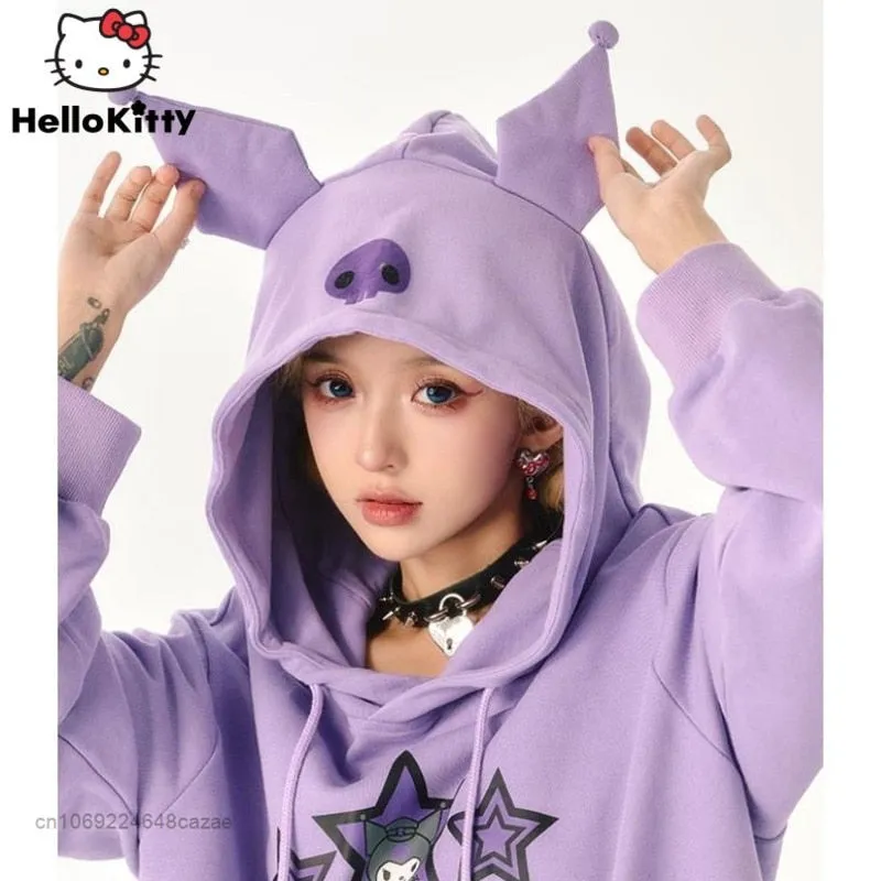 Sanriocore Kuromi Little Devil Hoodie Sweatshirt