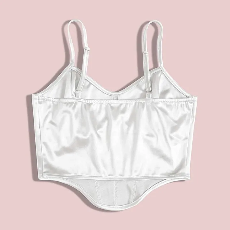 Satin Bustier Top Pearl White