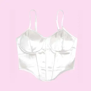 Satin Bustier Top Pearl White