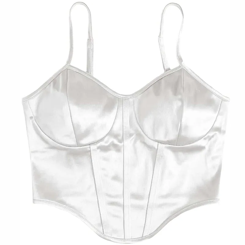 Satin Bustier Top Pearl White