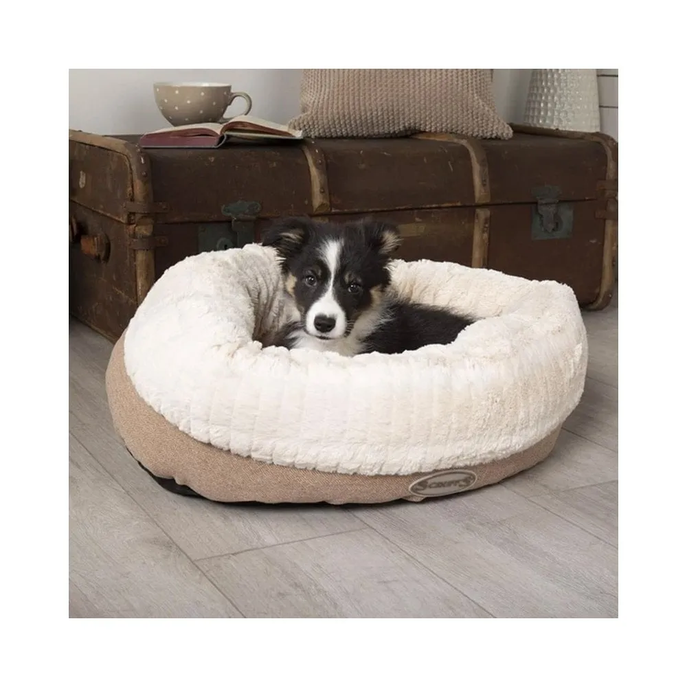 Scruffs Ellen Faux Fur & Tweed Donut Dog Bed