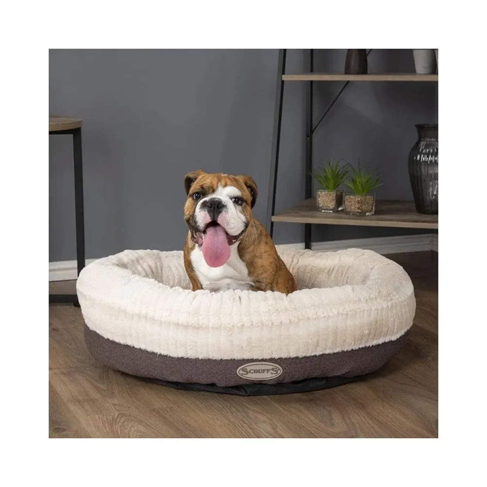 Scruffs Ellen Faux Fur & Tweed Donut Dog Bed