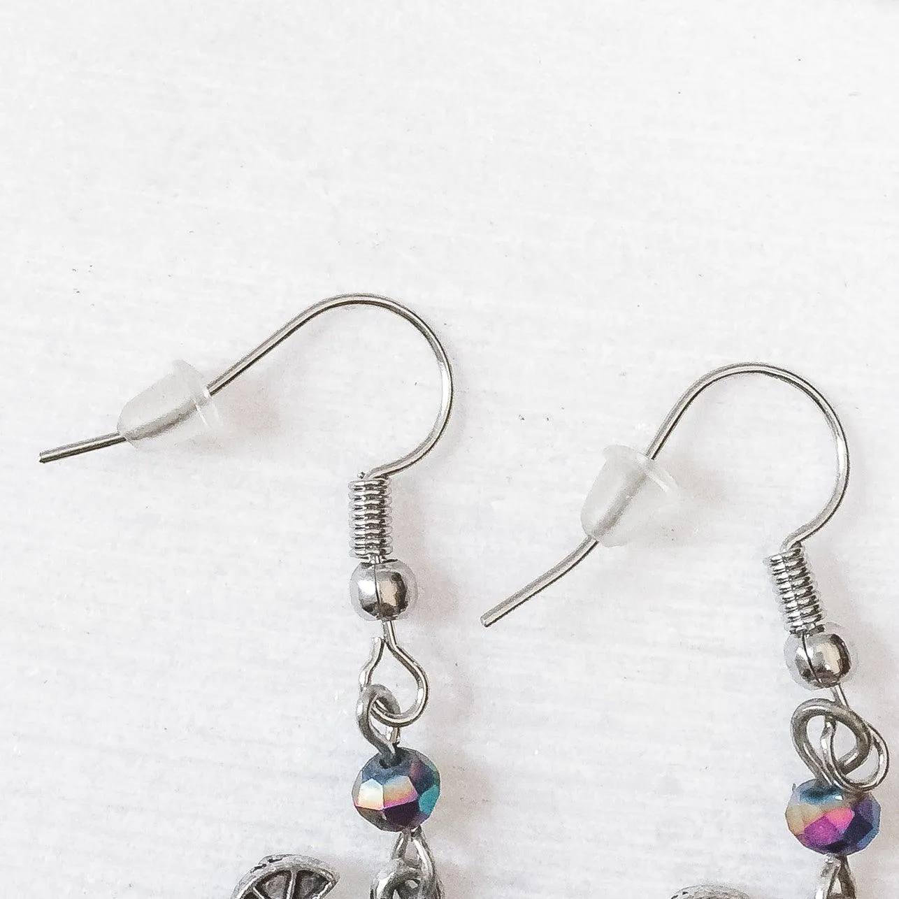 Scull Charm Earrings with Glass Beads