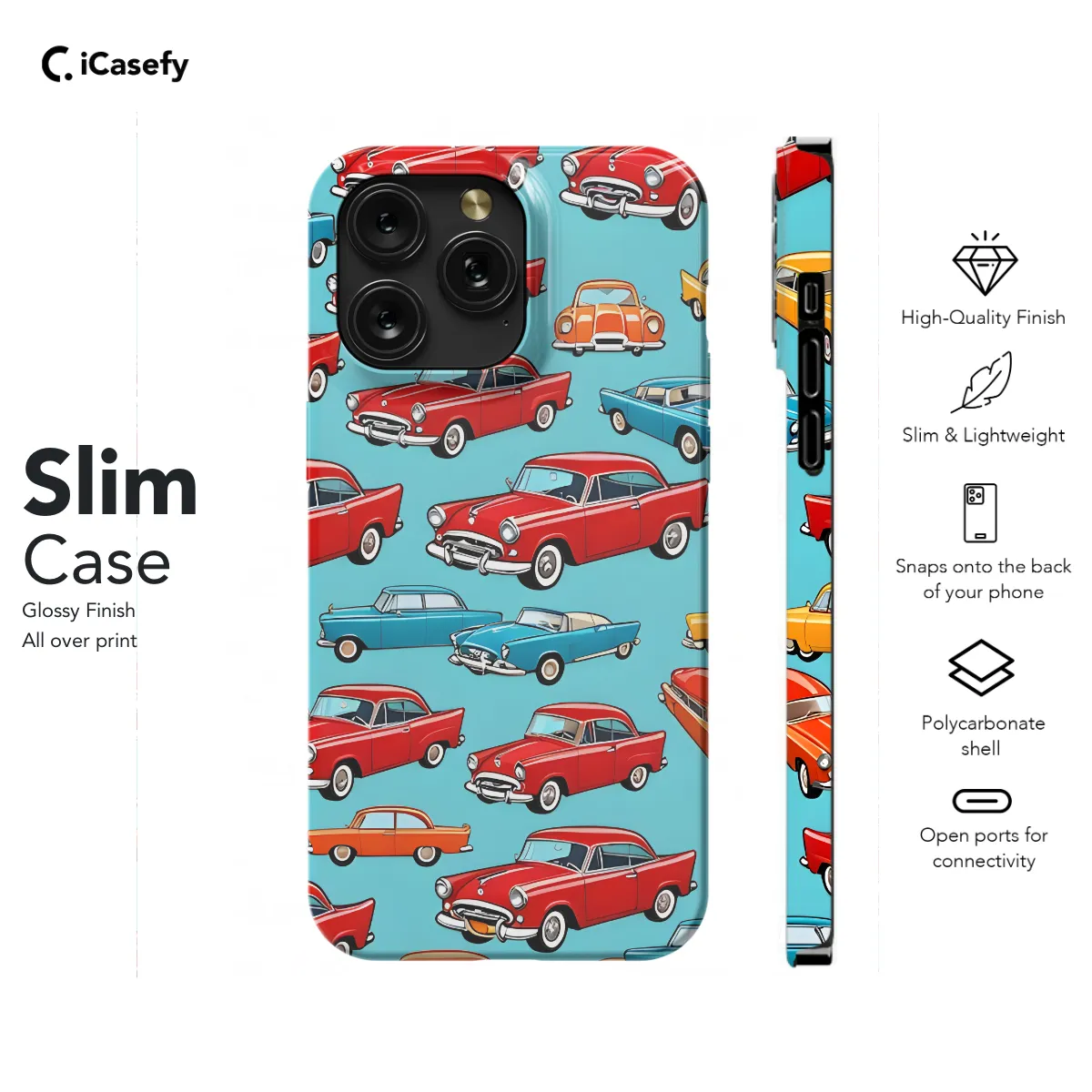 Seamless Retro Cars Phone Case iPhone Samsung Cover Pixel 1123
