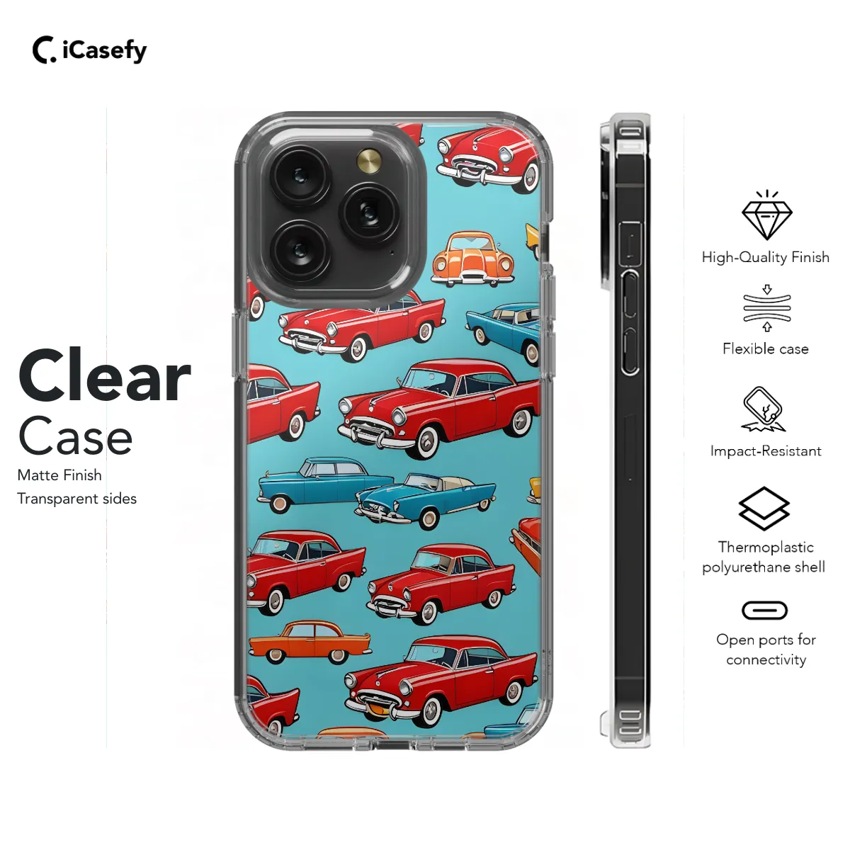 Seamless Retro Cars Phone Case iPhone Samsung Cover Pixel 1123
