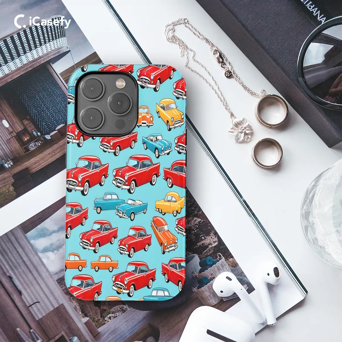 Seamless Retro Cars Phone Case iPhone Samsung Cover Pixel 1123