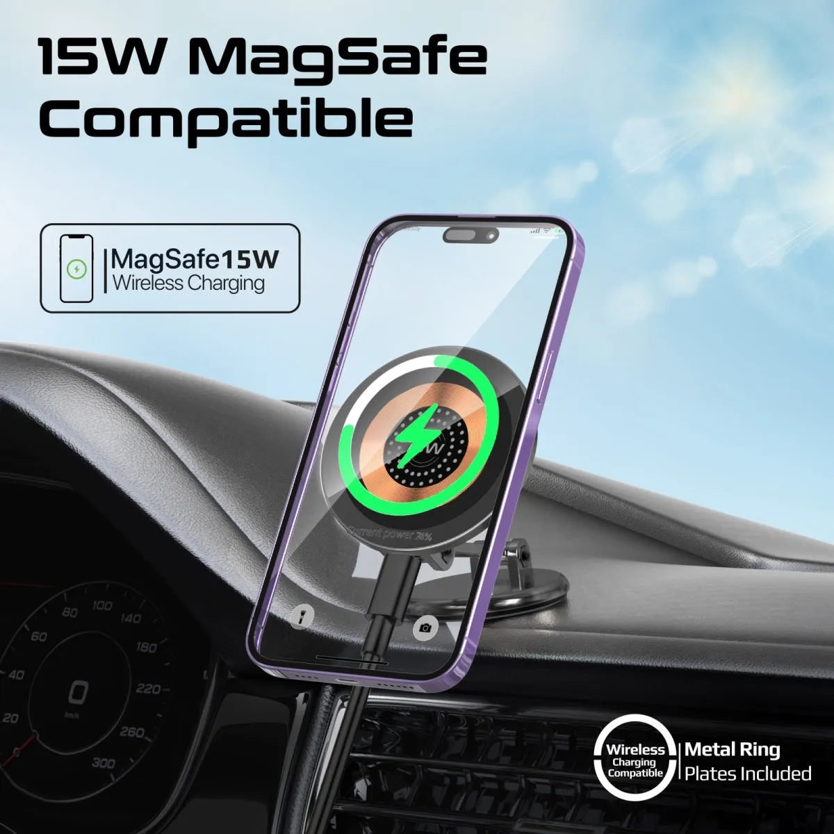 SecureGrip™ 360° Cradleless 15W MagSafe Compatible Car Charger