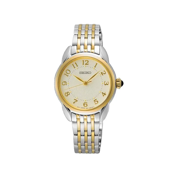 Seiko Essentials Ladies' Ivory Dial Two-tone Gold & Silver Stainless Steel Band Analog Quartz Watch - SUR562