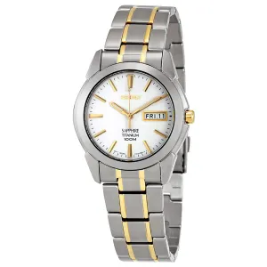 Seiko White Dial Men's Two Tone Titanium Watch SGG733P1