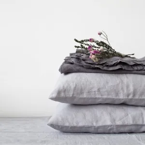 Set of Two Linen Bed Pillow Case in Light Gray