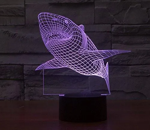 Shark Hologram LED Night Light Lamp - Color Changing