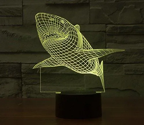Shark Hologram LED Night Light Lamp - Color Changing