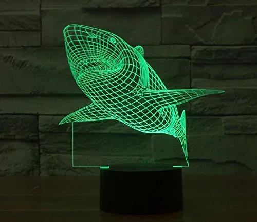 Shark Hologram LED Night Light Lamp - Color Changing