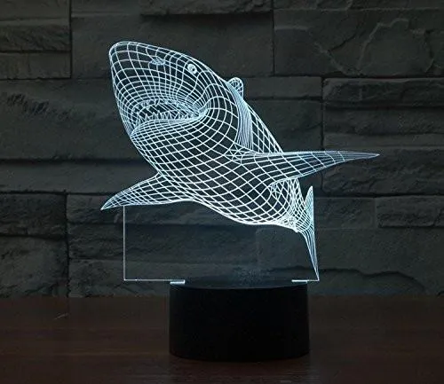 Shark Hologram LED Night Light Lamp - Color Changing