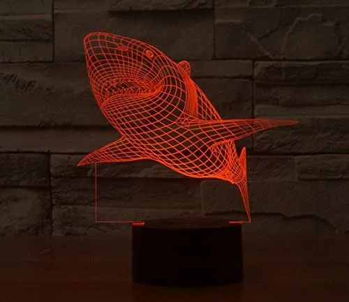 Shark Hologram LED Night Light Lamp - Color Changing