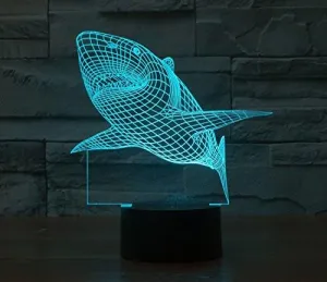 Shark Hologram LED Night Light Lamp - Color Changing