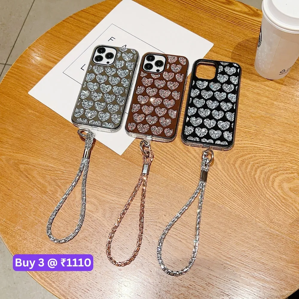 Shiny Glitter Diamond Heart PC (Hard) Case - Samsung S22 Ultra