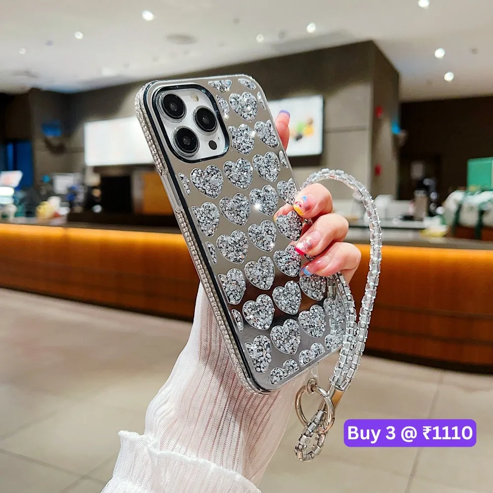 Shiny Glitter Diamond Heart PC (Hard) Case - Samsung S22 Ultra