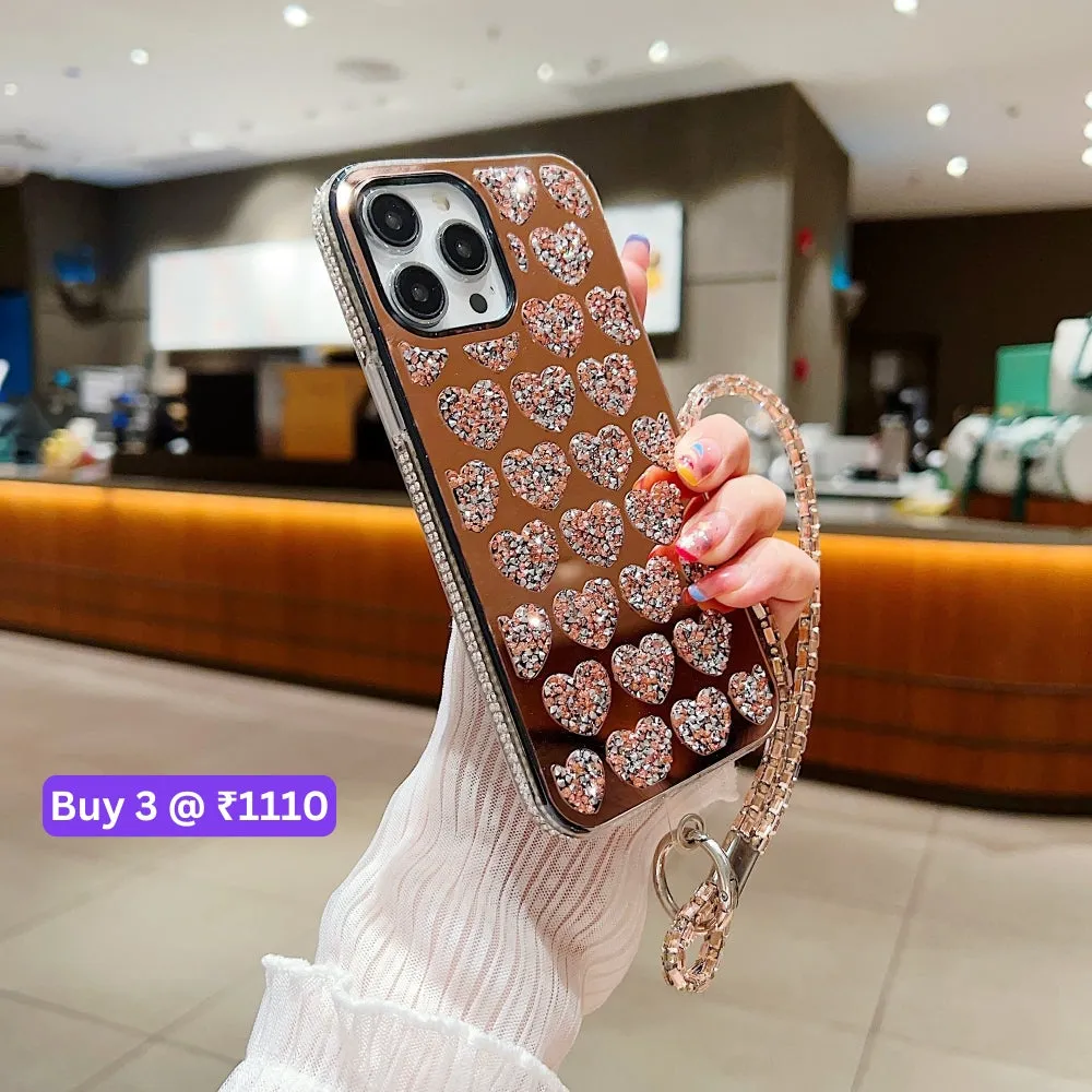 Shiny Glitter Diamond Heart PC (Hard) Case - Samsung S22 Ultra