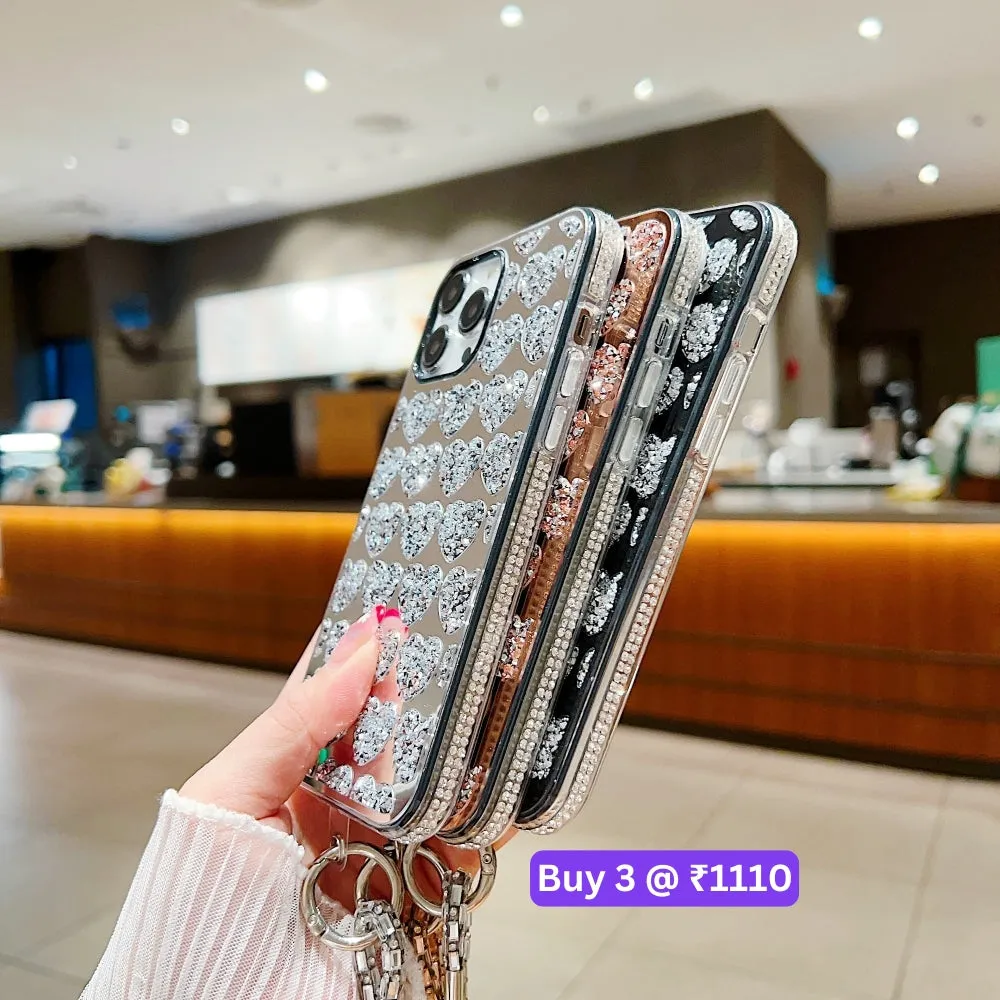 Shiny Glitter Diamond Heart PC (Hard) Case - Samsung S22 Ultra