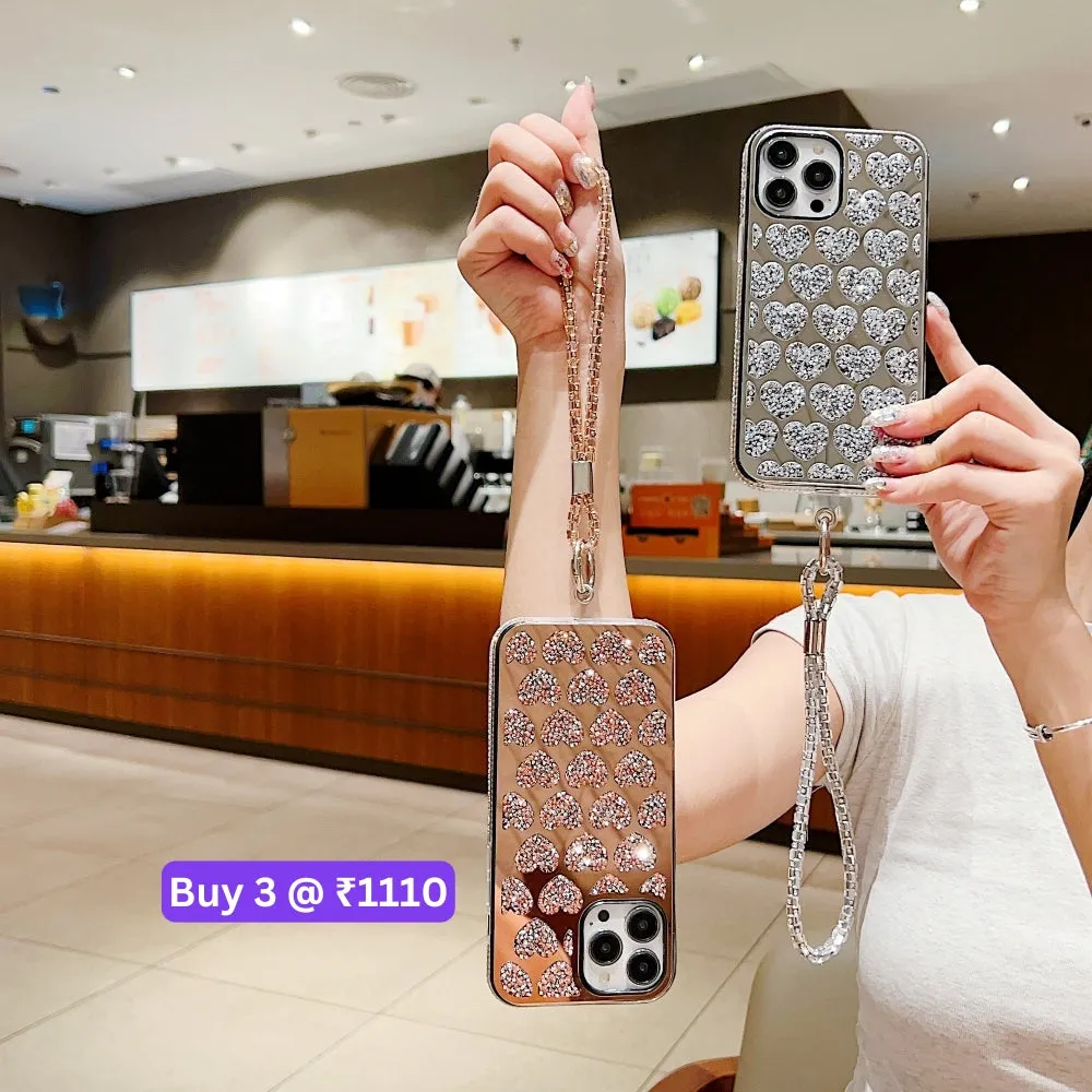 Shiny Glitter Diamond Heart PC (Hard) Case - Samsung S22 Ultra