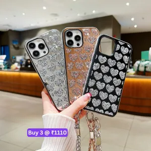 Shiny Glitter Diamond Heart PC (Hard) Case - Samsung S22 Ultra