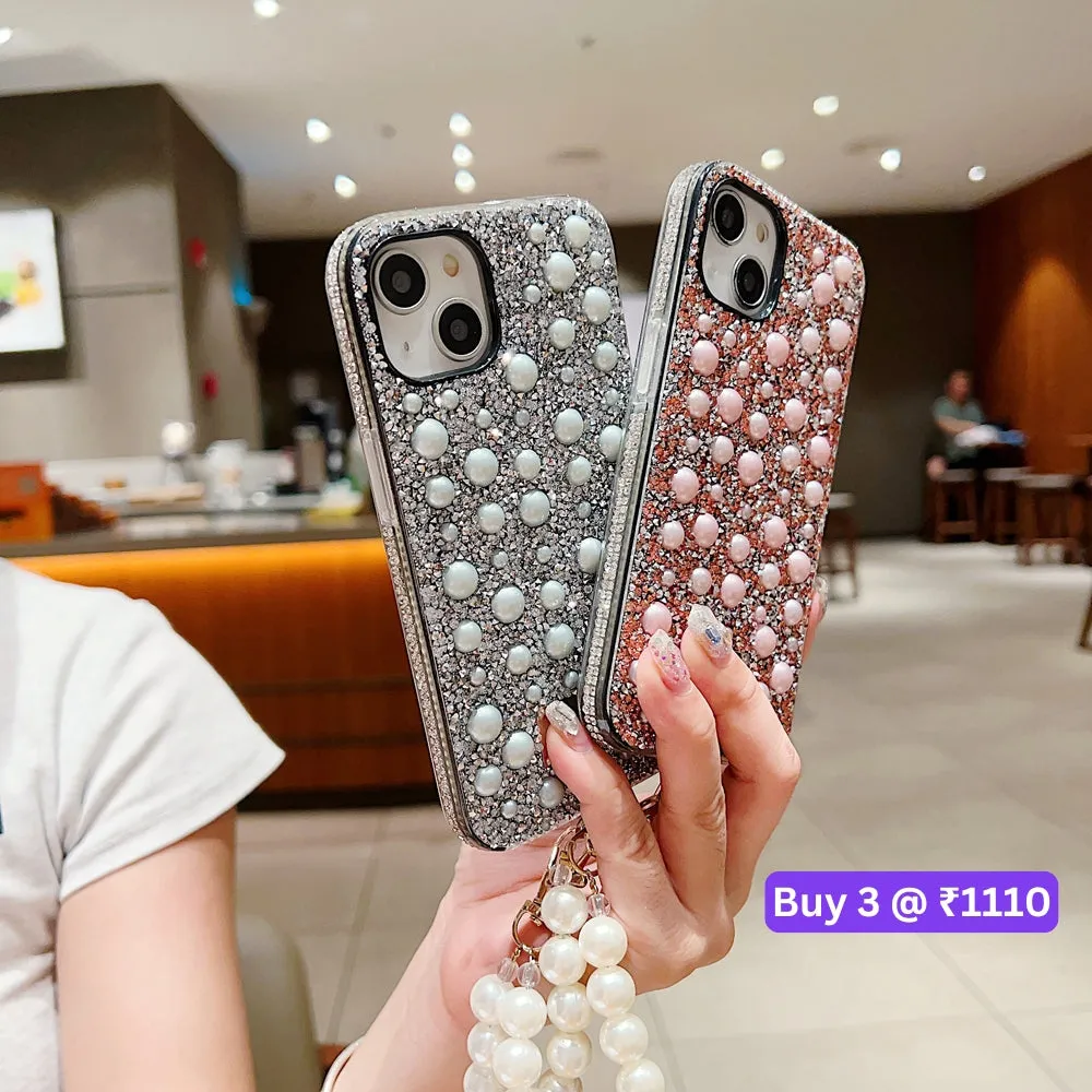 Shockproof Bling Pearl PC (Hard) Case With Pearl Bracelet - iPhone 13 Pro Max