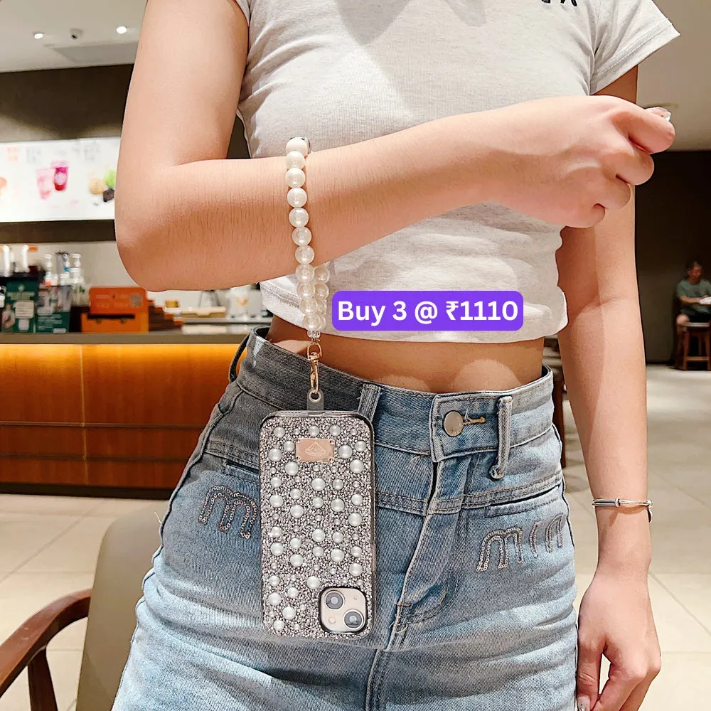 Shockproof Bling Pearl PC (Hard) Case With Pearl Bracelet - iPhone 13 Pro Max