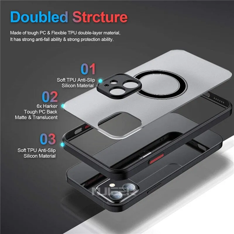 Shockproof Matte Magsafe Apple iPhone Case