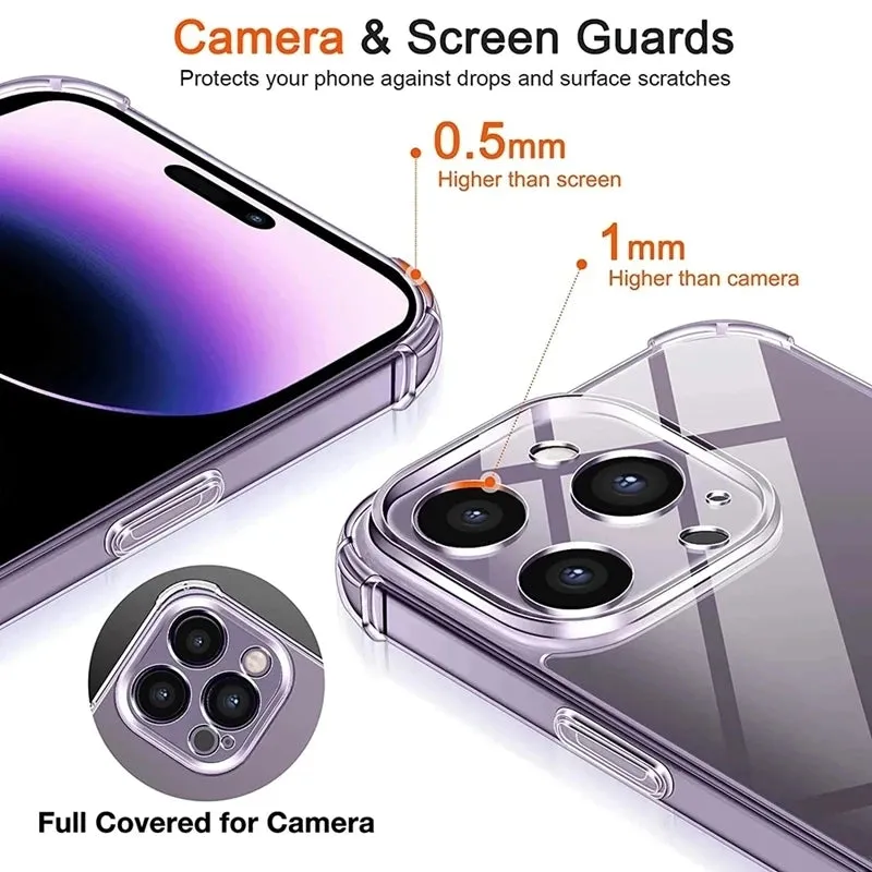 Shockproof Silicone Clear Phone Case for iPhone 13 14 15 Pro