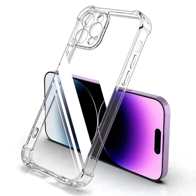 Shockproof Silicone Clear Phone Case for iPhone 13 14 15 Pro