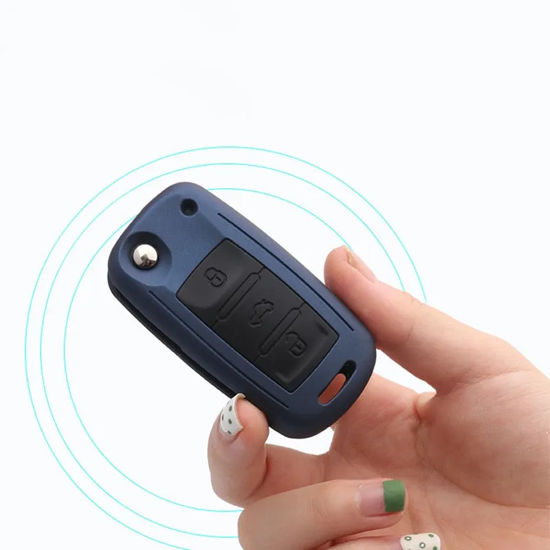 Silicon Carbon Fiber Car Key Cover Case For Golf Bora Jetta POLO Passat B5 B6 Skoda Octavia A5 Fabia SEAT Ibiza