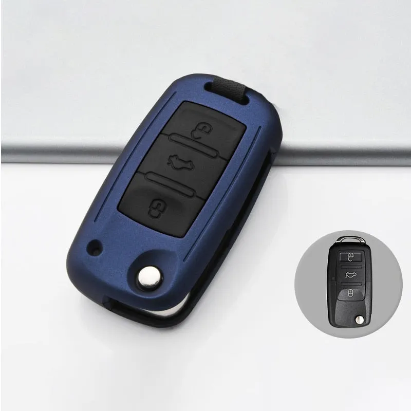 Silicon Carbon Fiber Car Key Cover Case For Golf Bora Jetta POLO Passat B5 B6 Skoda Octavia A5 Fabia SEAT Ibiza