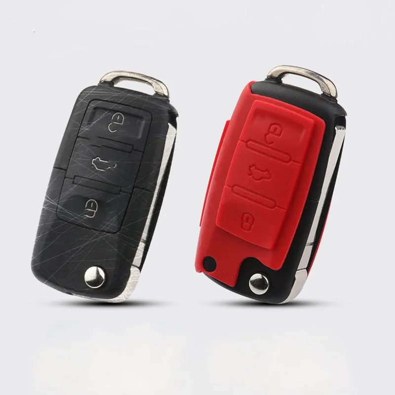 Silicon Carbon Fiber Car Key Cover Case For Golf Bora Jetta POLO Passat B5 B6 Skoda Octavia A5 Fabia SEAT Ibiza