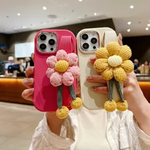 Silicone Metal Ring Flower Wrist Strap Holder Phone Case - iPhone 12 Pro Max