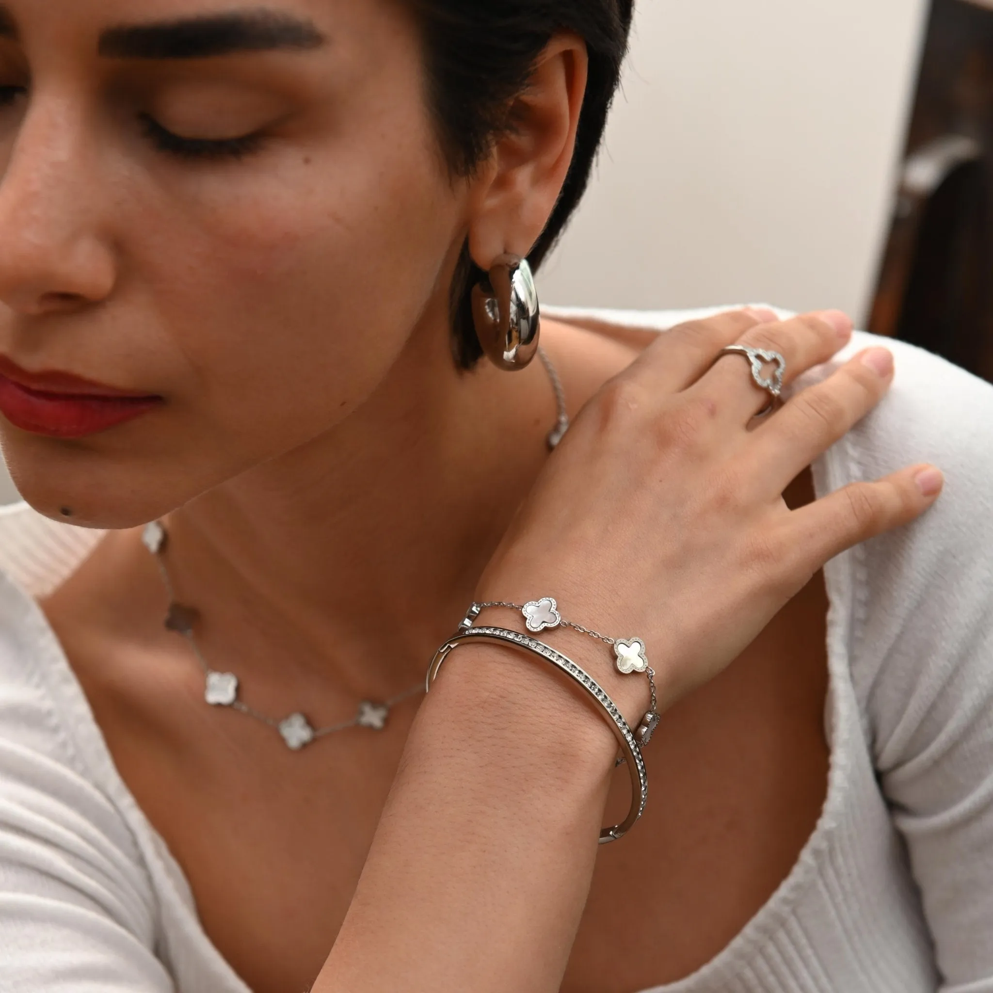 Silver Clover Bracelet