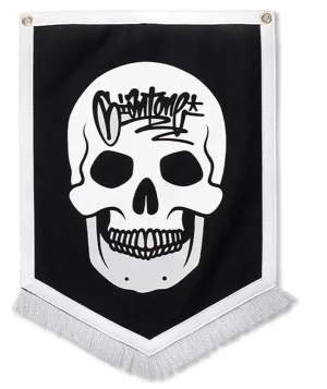 Skull Silkscreen Print Pennant Tapestry by Mike Giant