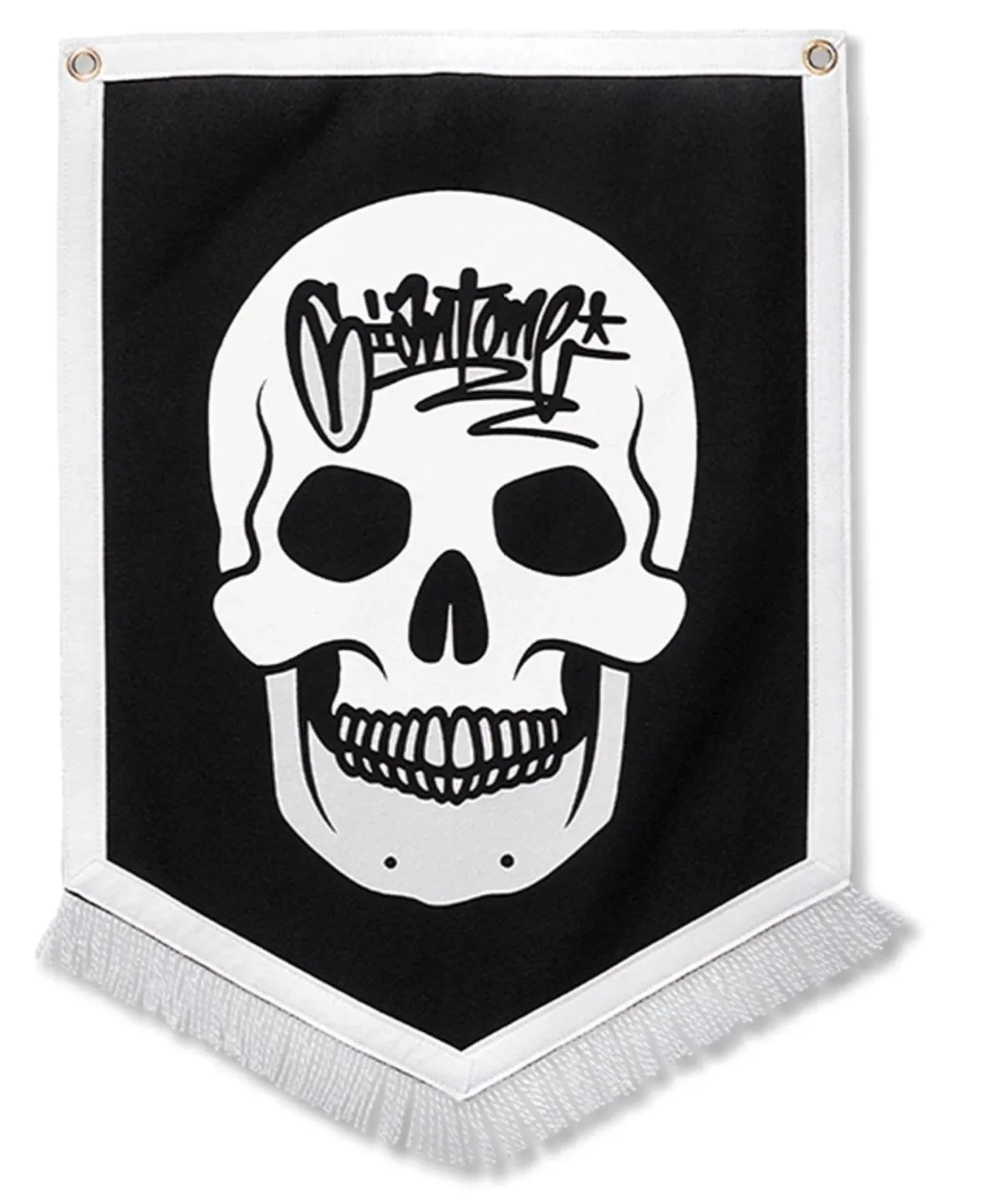 Skull Silkscreen Print Pennant Tapestry by Mike Giant