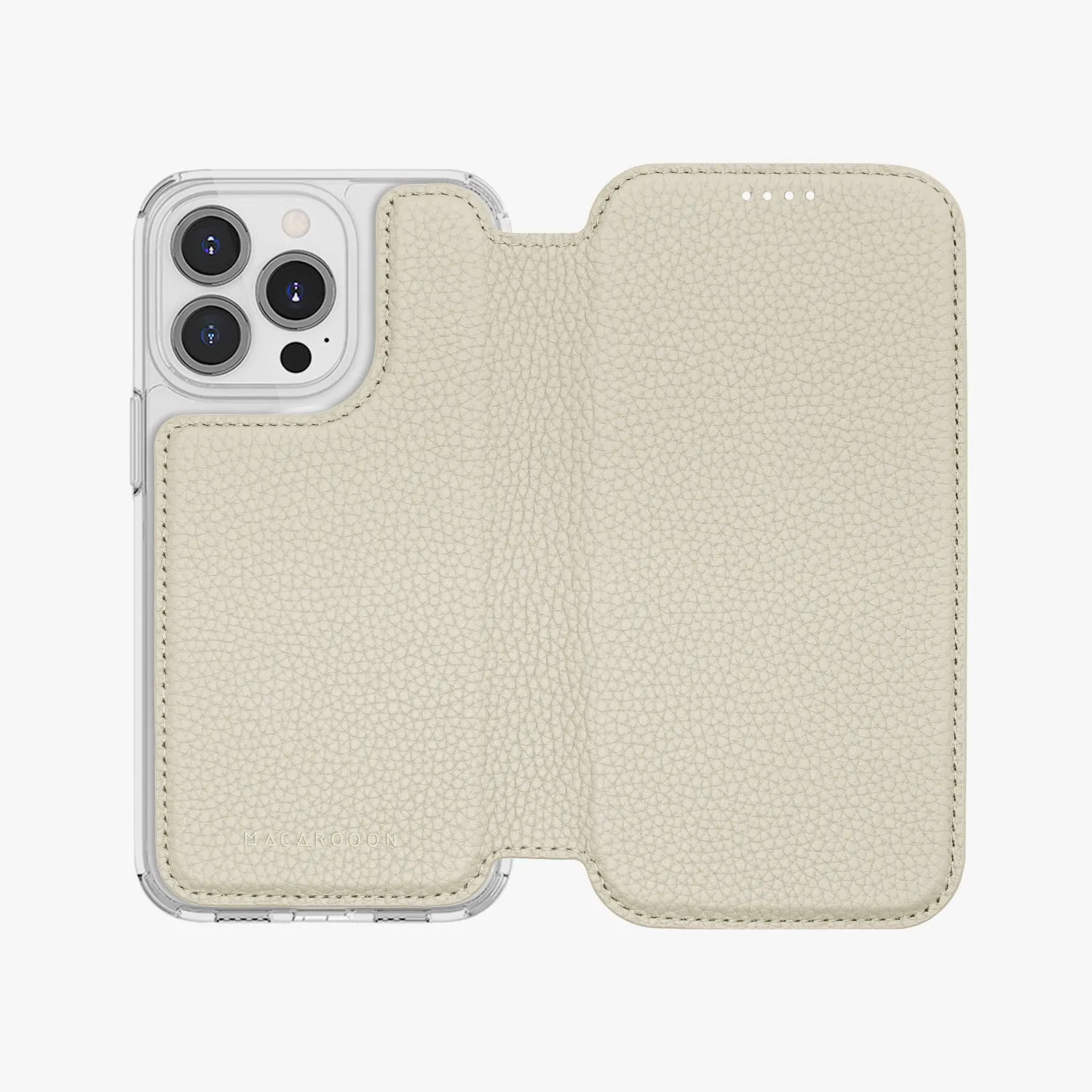 Sleek iPhone 16 MagSafe Leather Flip Cover with Clear Case