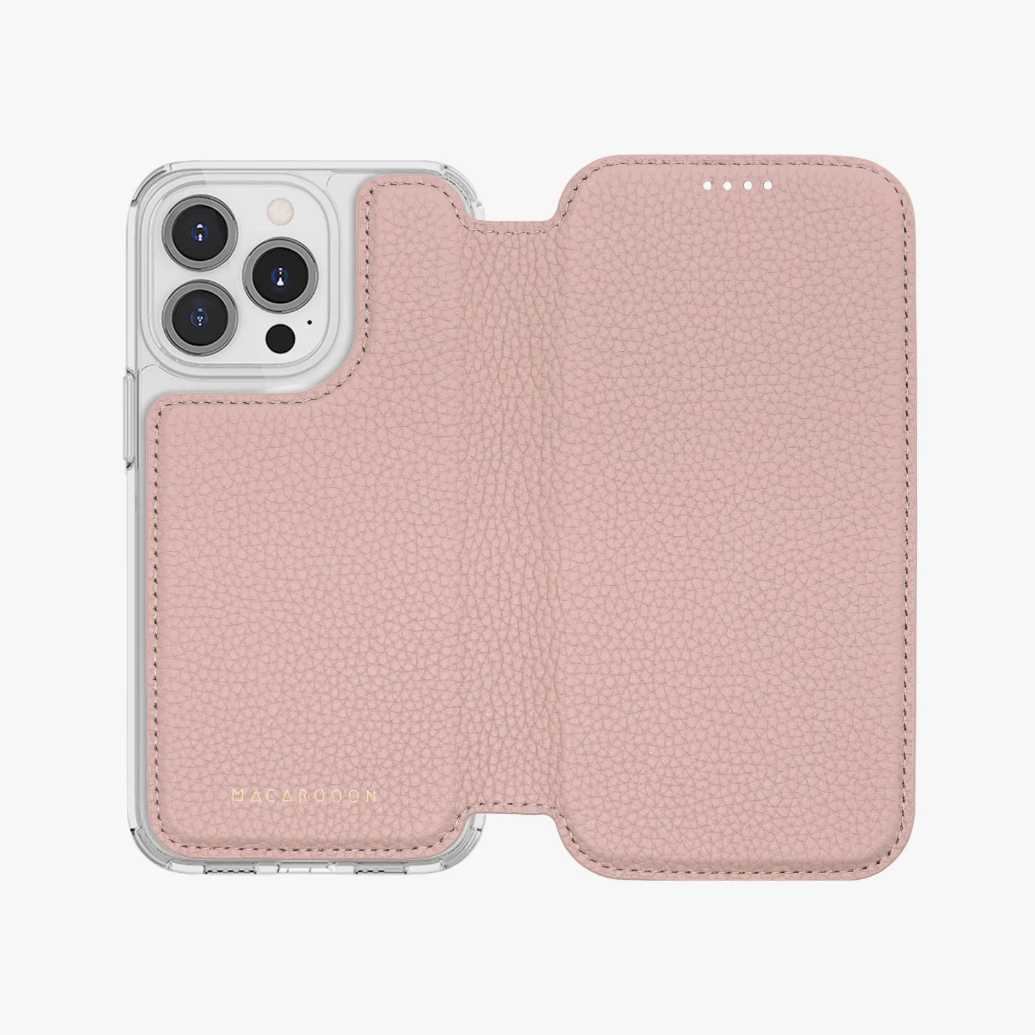 Sleek iPhone 16 MagSafe Leather Flip Cover with Clear Case