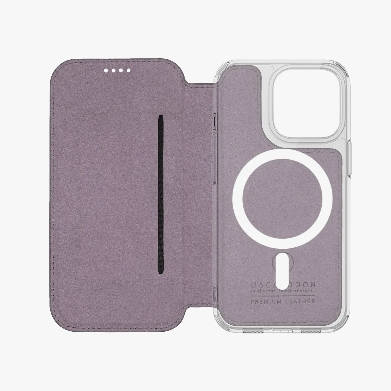 Sleek iPhone 16 MagSafe Leather Flip Cover with Clear Case
