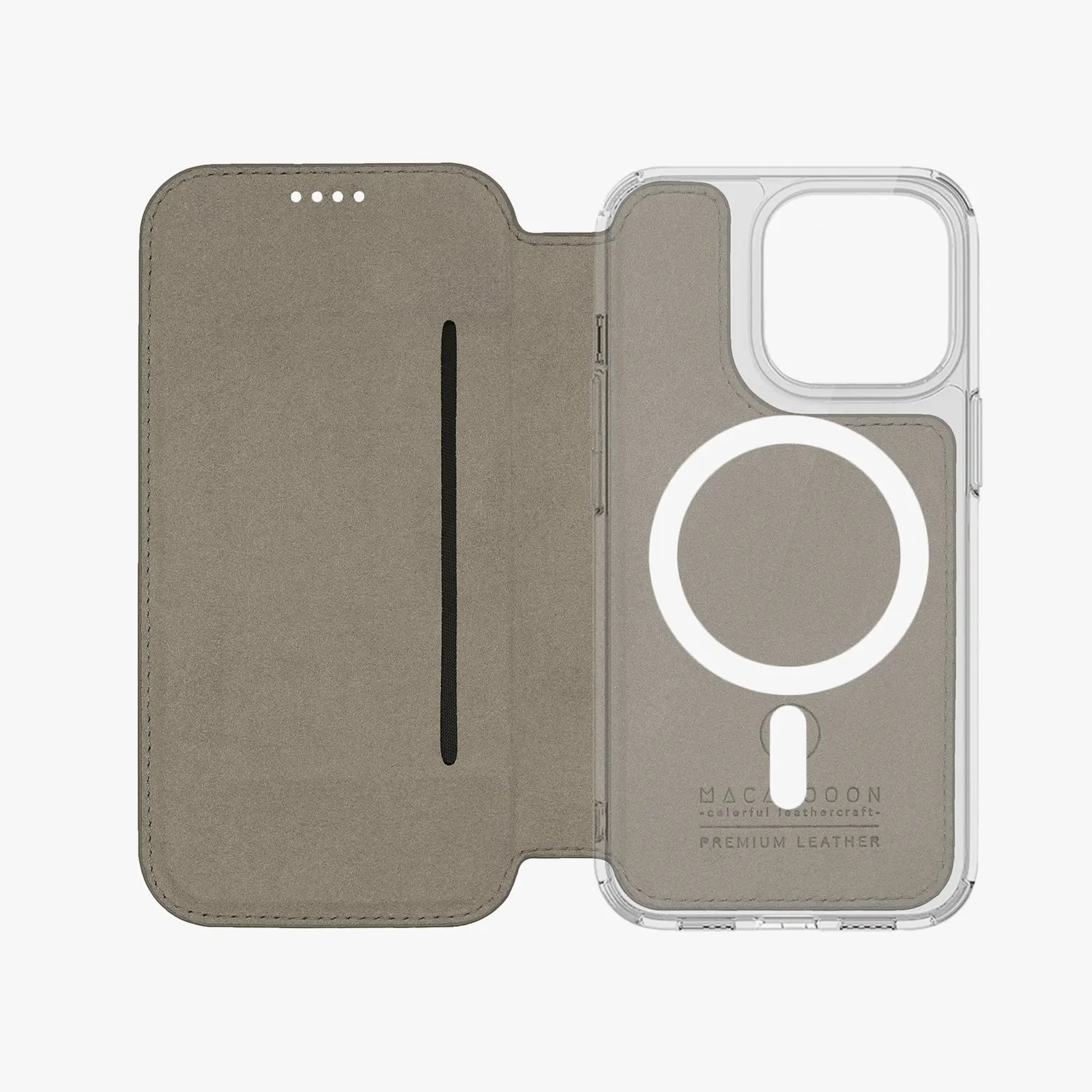 Sleek iPhone 16 MagSafe Leather Flip Cover with Clear Case