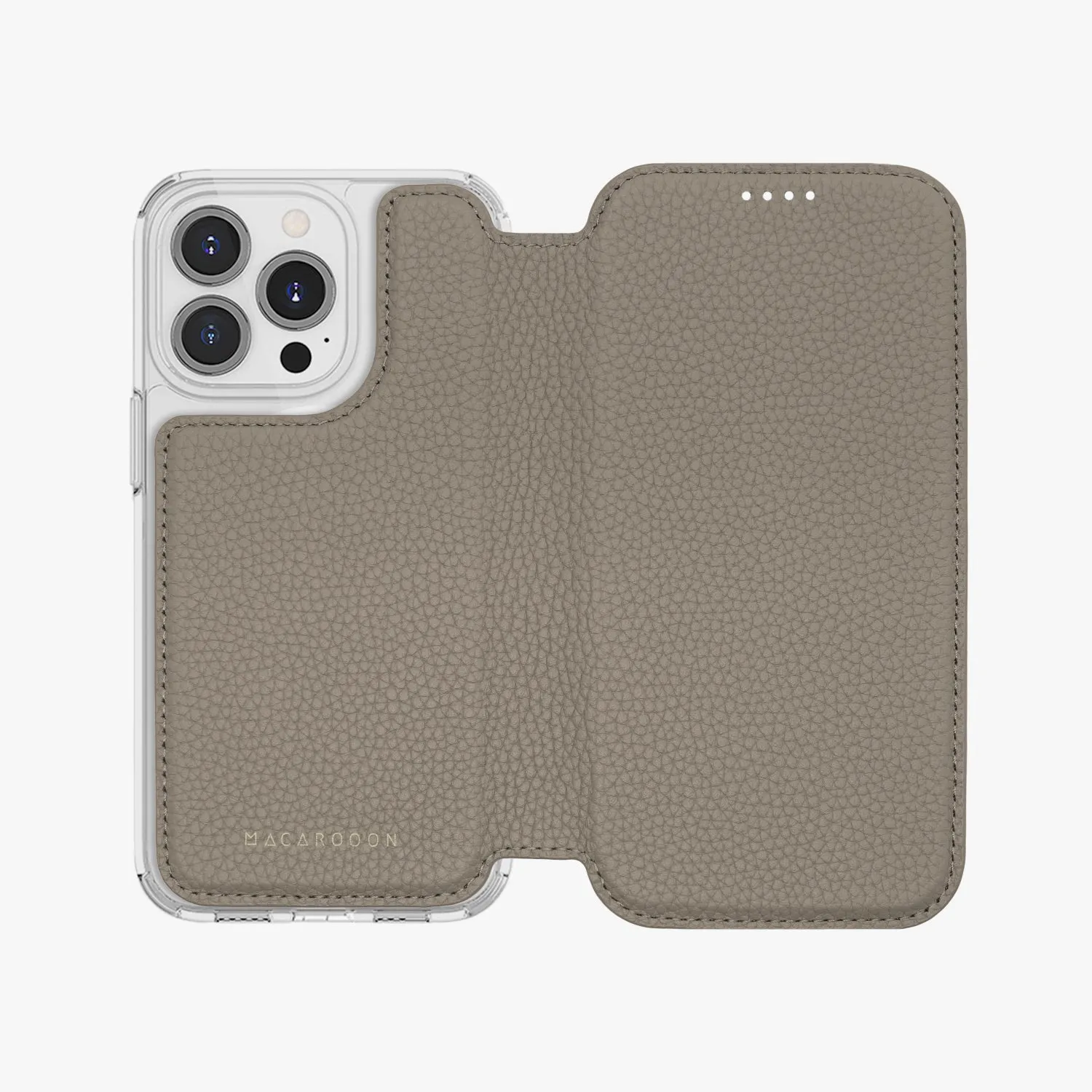 Sleek iPhone 16 MagSafe Leather Flip Cover with Clear Case
