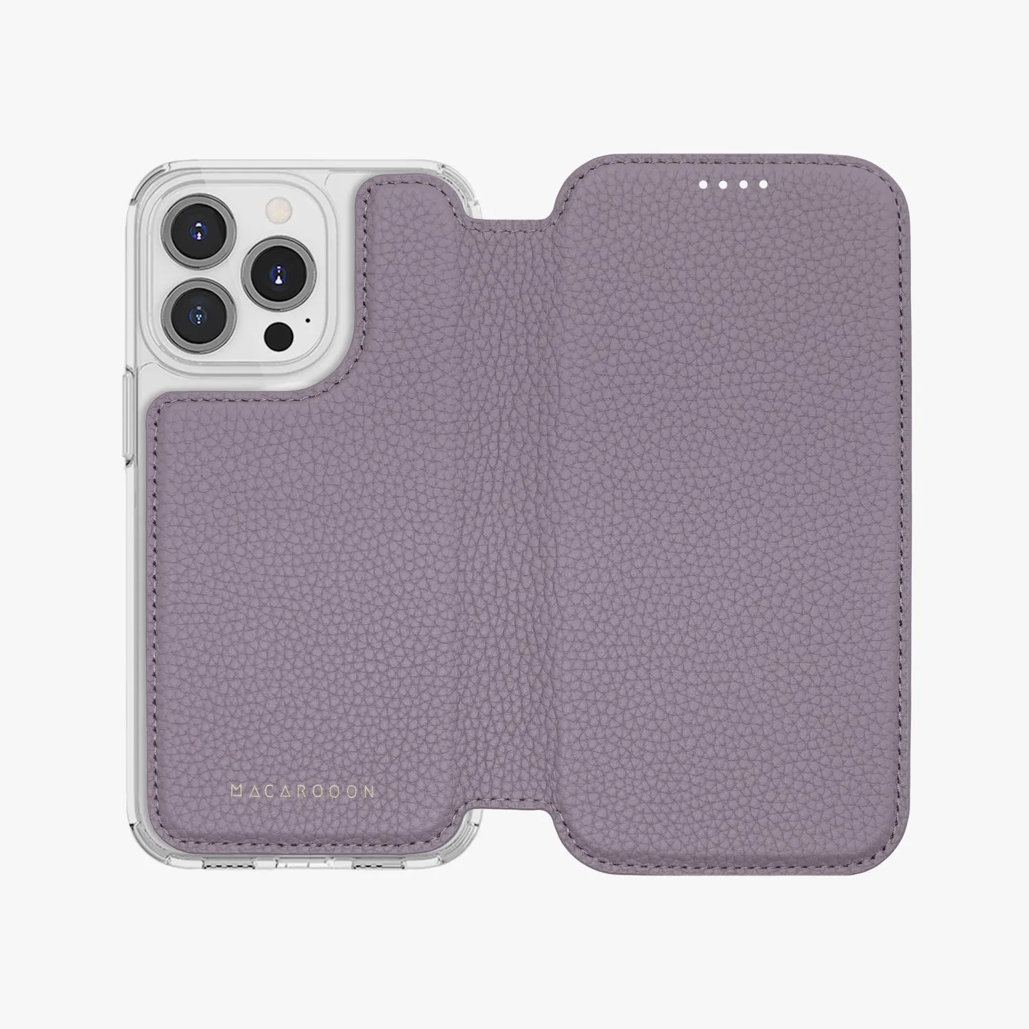 Sleek iPhone 16 MagSafe Leather Flip Cover with Clear Case