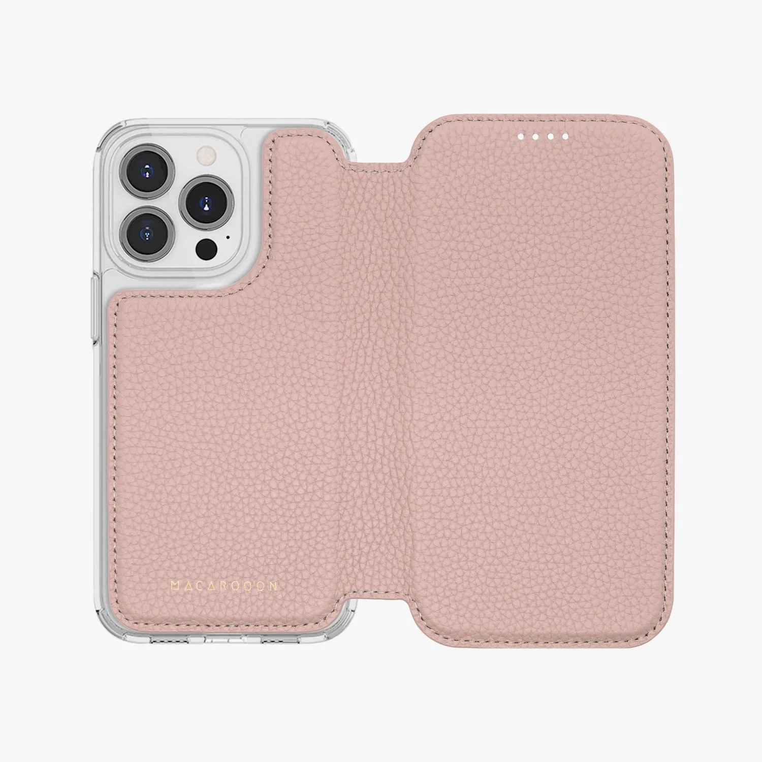 Sleek iPhone 16 MagSafe Leather Flip Cover with Clear Case