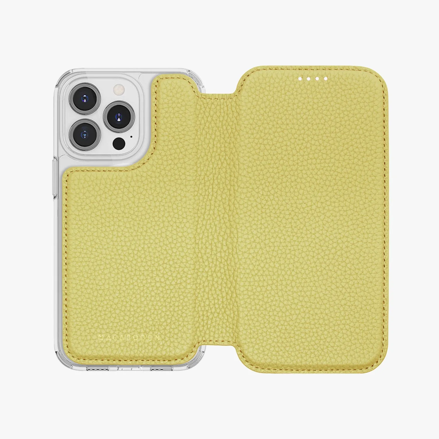 Sleek iPhone 16 MagSafe Leather Flip Cover with Clear Case