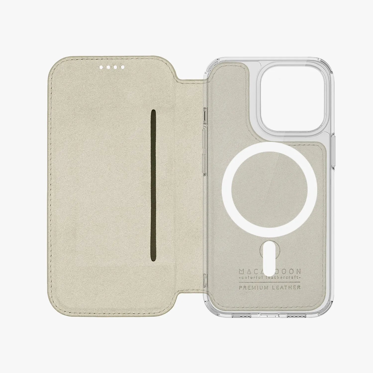 Sleek iPhone 16 MagSafe Leather Flip Cover with Clear Case