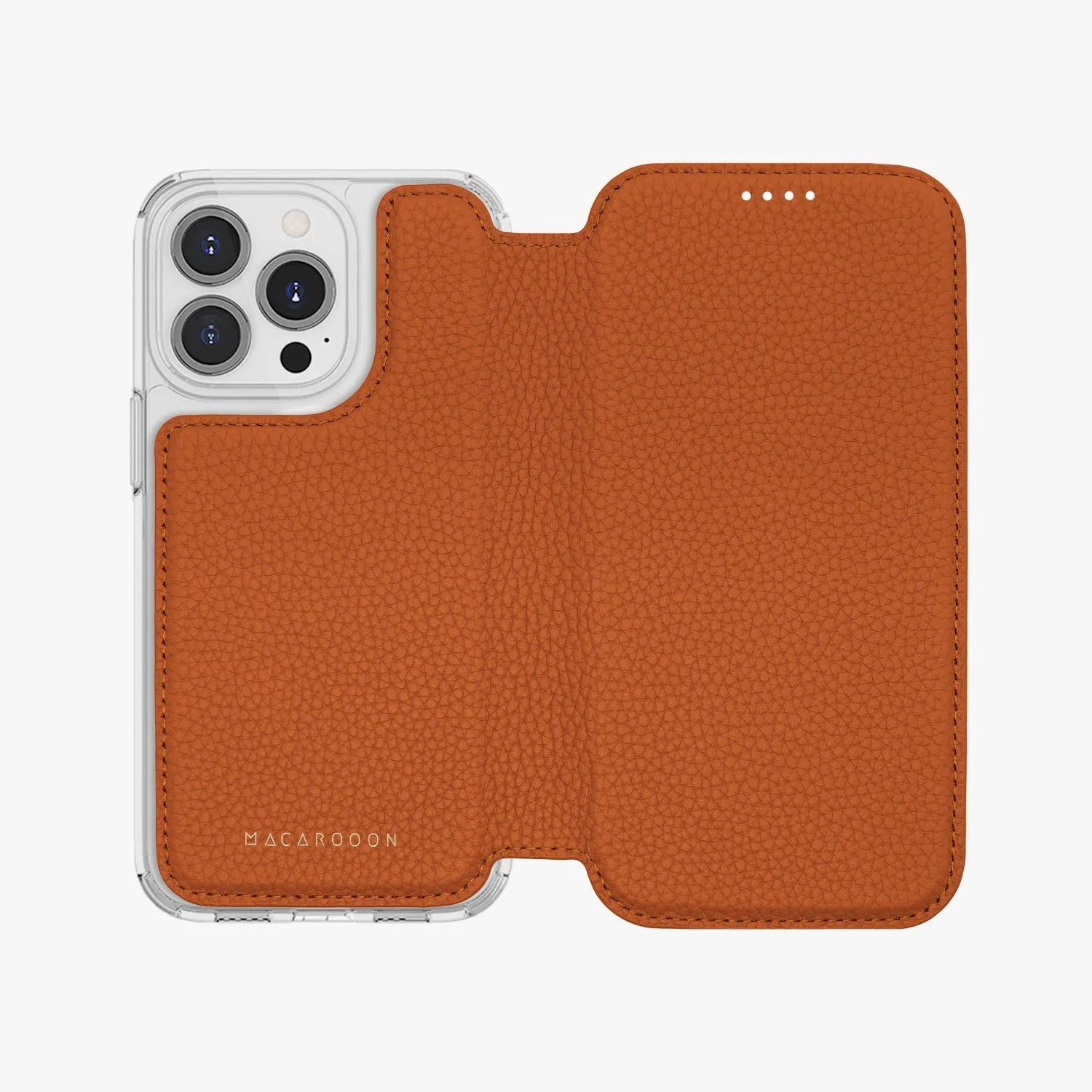 Sleek iPhone 16 MagSafe Leather Flip Cover with Clear Case