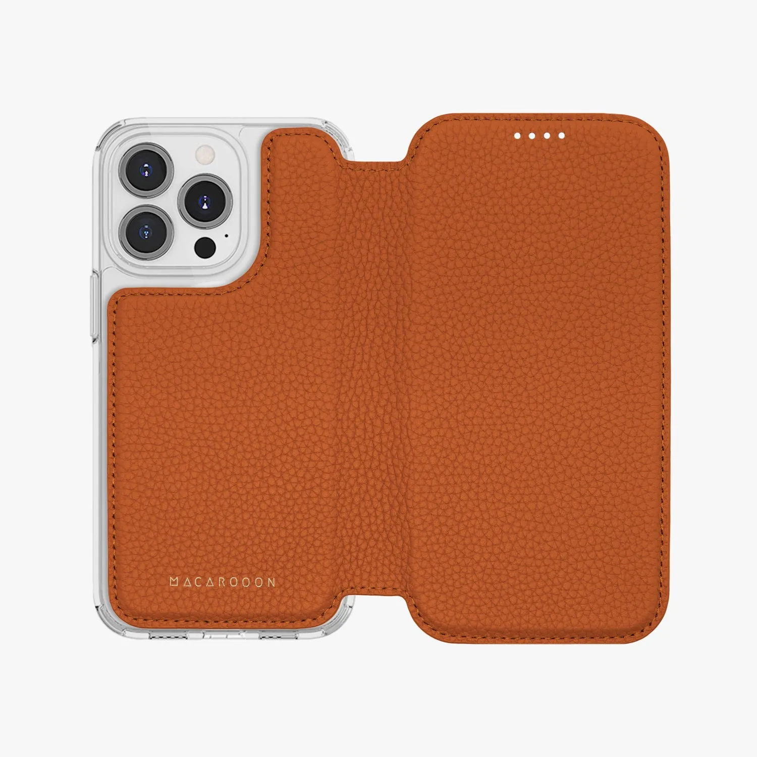 Sleek iPhone 16 MagSafe Leather Flip Cover with Clear Case